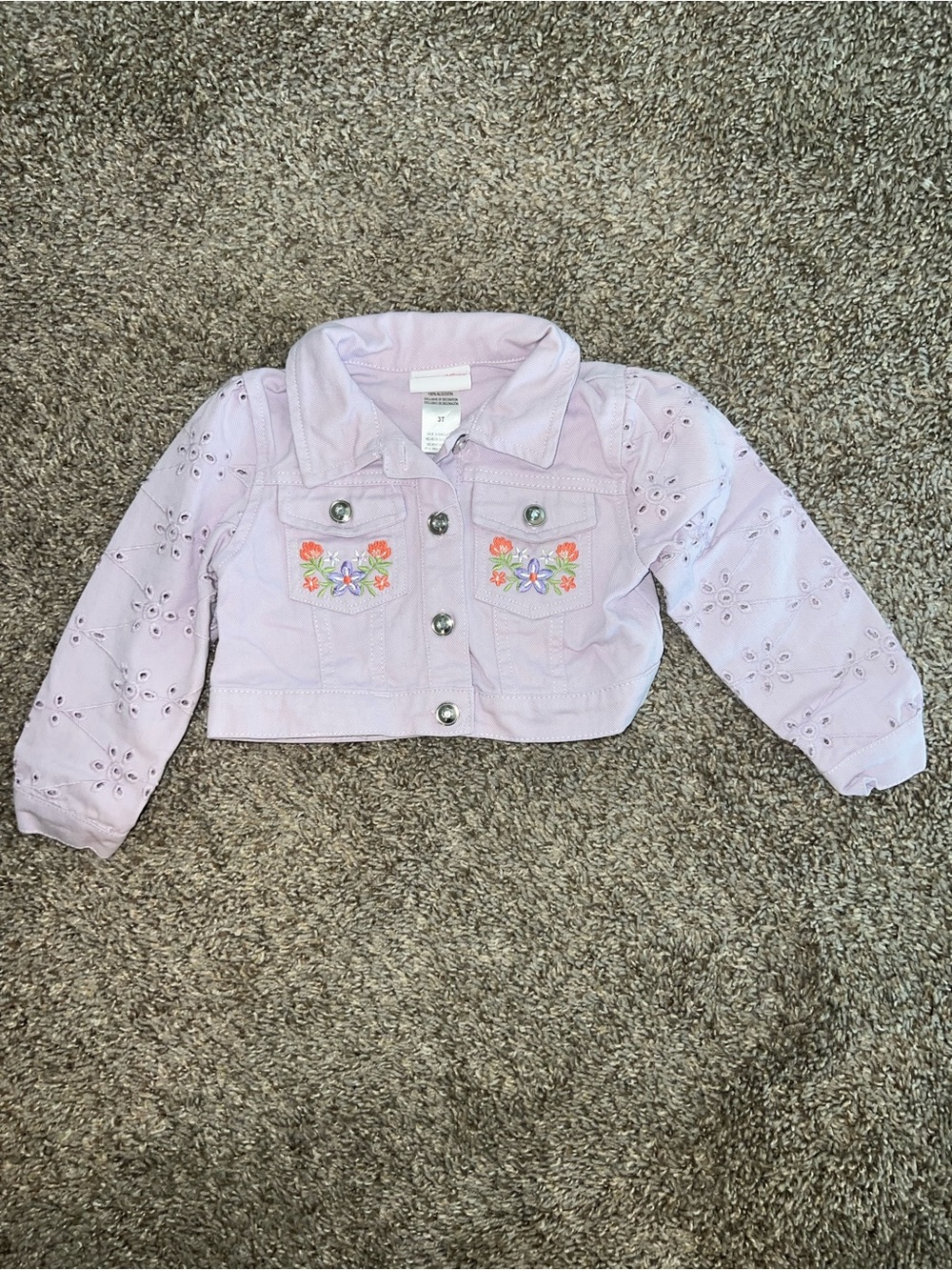 Kids' Lavender Embroidered Jean Jacket